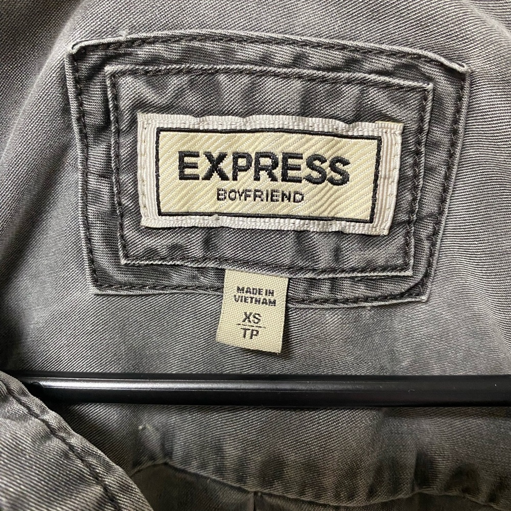 Grey Flannel. Brand is Express. The size is XS